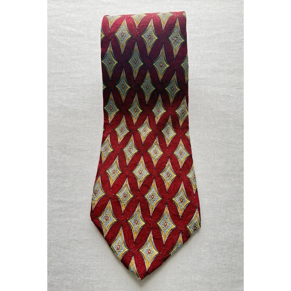 Robert Talbott Nordstrom Silk Tie Red Geometric USA Classic 58x3.75